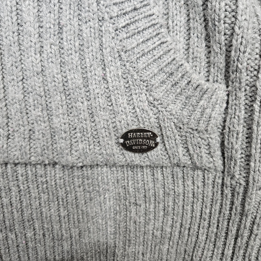 RARE 🔥 Harley-Davidson Vintage Embroidered Ribbed Quarter Zip Sweater - Picture 3 of 10